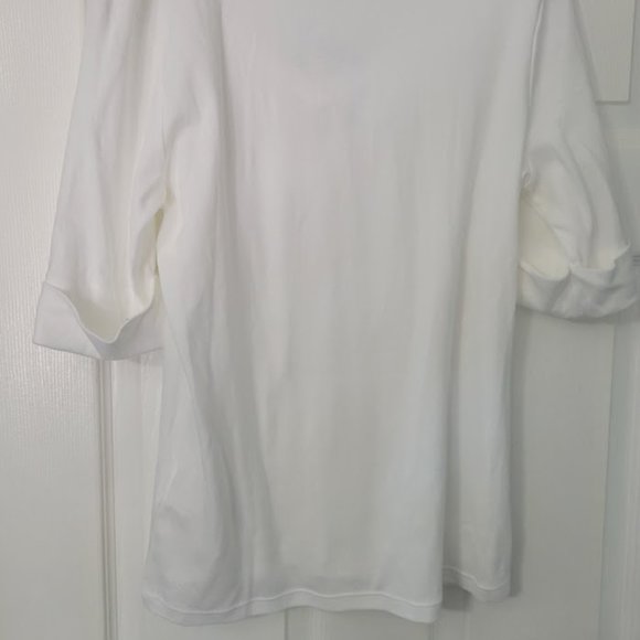 LAUREN by Ralph Lauren white tee with‎ 3/4 sleeves Size L - Picture 5 of 5